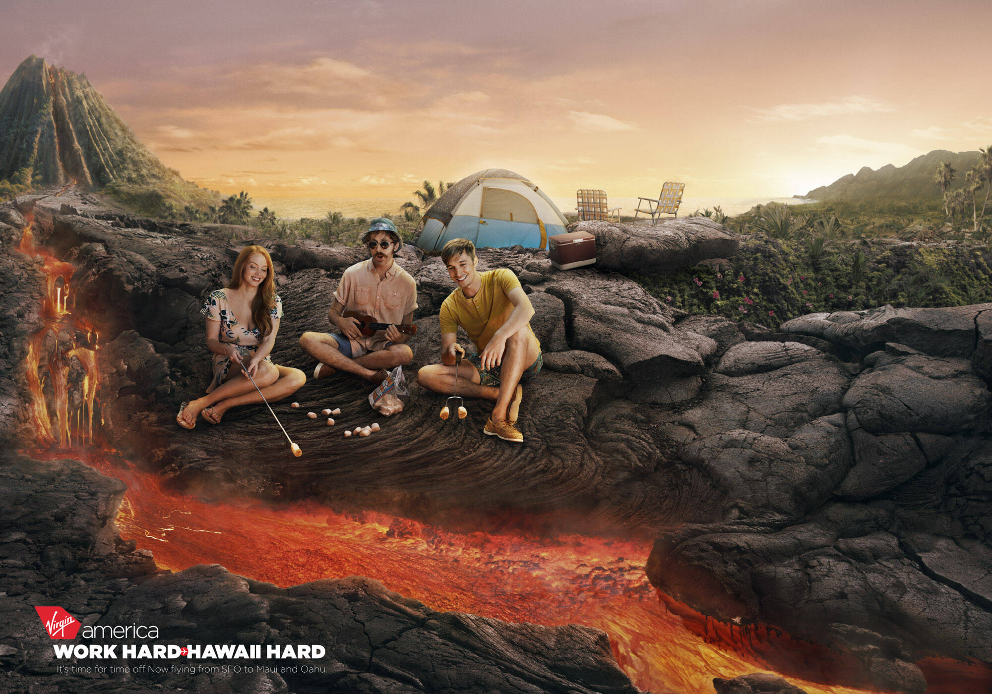 Third image from Virgin America's Hawaii campaign, photographed by Vincent Dixon.