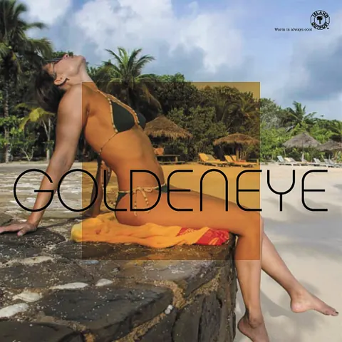 A GoldenEye cover showing a woman seated beside a tropical beach.